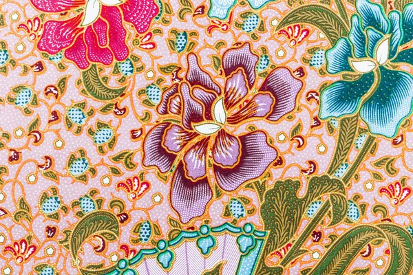 Modèle Batik Solo Java Central Indonésie Compose Feuilles Motifs Floraux — Photo