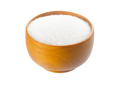 Beyaz arkaplanda izole edilmiş şekerli tahta bardak kırpma yolunu kaydet.