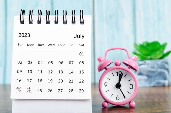 Červenec 2023 Měsíční Kalendář Pro Organizátora Naplánovat 2023 Rok Růžovým — Stock fotografie