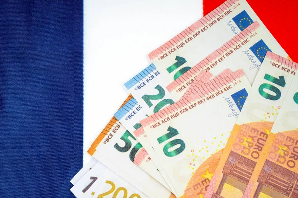 Billete Euros Bandera Francia —  Fotos de Stock