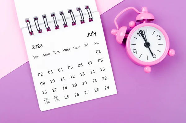Červenec 2023 Měsíční Kalendář Pro Organizátora Plánovat 2023 Rok Budíkem — Stock fotografie