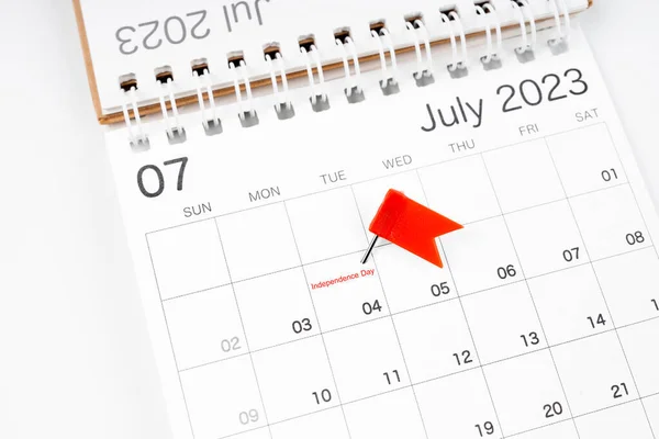Nationella Helgdagar Kalenderrutnätet Datum Och Push Pin Juni 2023 Usa — Stockfoto