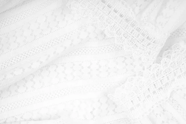 Witte Achtergrond Met Kant Bloem Textuur Achtergrond Patroon — Stockfoto