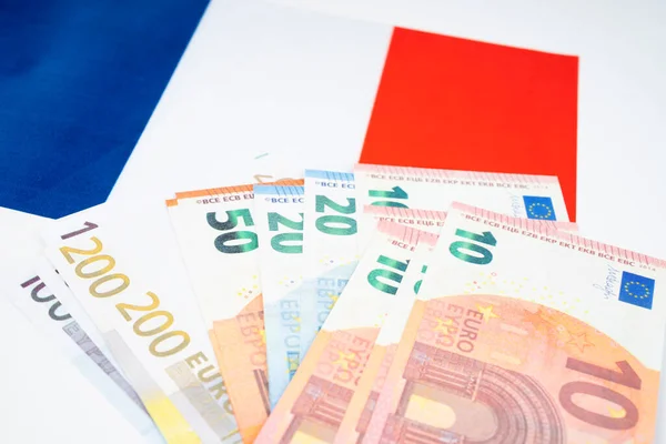 Billete Euros Bandera Francia —  Fotos de Stock
