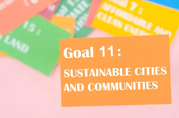 Mål Hållbara Städer Och Samhällen Utvecklingsmålen För Mål Miljöutvecklingskoncept — Stockfoto