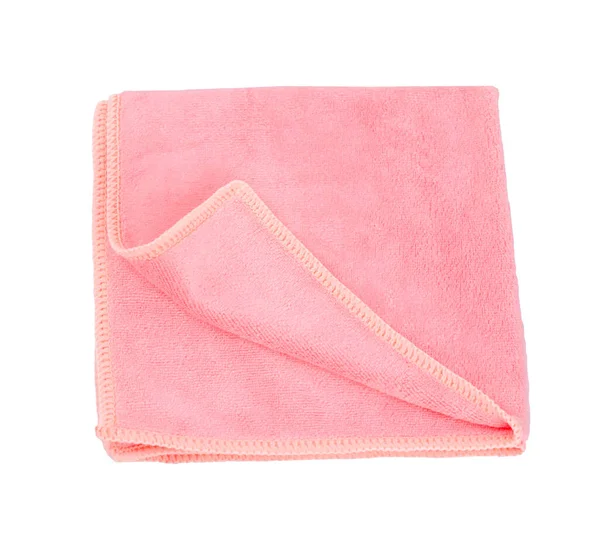 Różowy Mikrofibry Ręcznik Izolowany Białym Tle Zapisz Ścieżkę Clipping — Zdjęcie stockowe