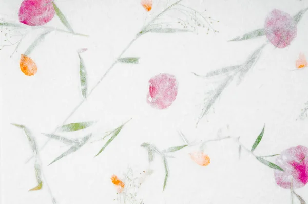 stock image Handmade recycled flower and leaf paper or Mulberry paper texture as background.