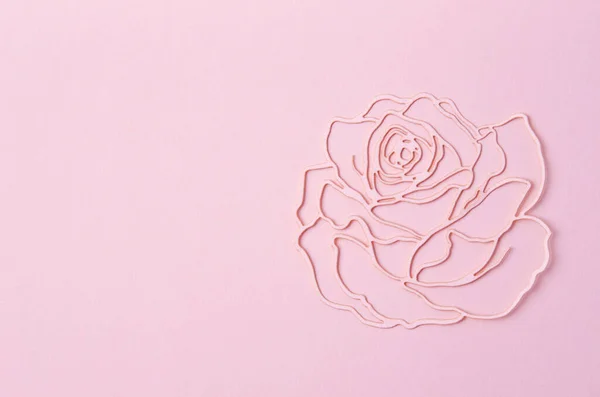 Escultura Papel Rosa Rosa Flor Fundo Papelão Rosa — Fotografia de Stock