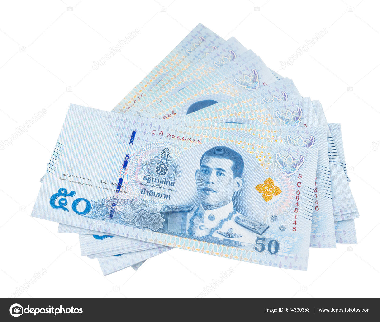 Stack Thailand Baht Banknotes Latest Design Reign King Rama Isolated —  Stock Photo © gamjai #674330358