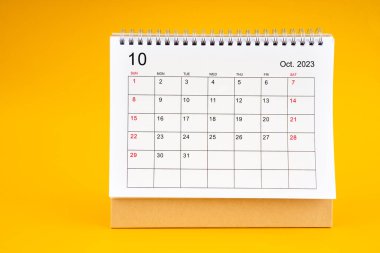 Ekim 2023, 2023 yılı için sarı arkaplan takvimi..