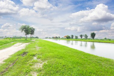 Tayland 'da yaz mevsiminde güneşli öğleden sonra gökyüzü.
