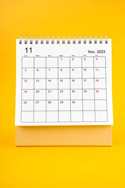 Kasım 2023 2023 Yılı Için Sarı Arkaplan Takvimi — Stok fotoğraf