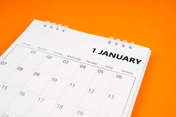 January 2024 month calendar on orange color cover background. Monthly calendar concepts.