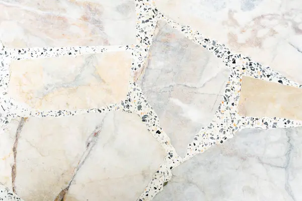 Vit Terrazzo Med Marmor Sten Dekoration Bakgrund Stockbild