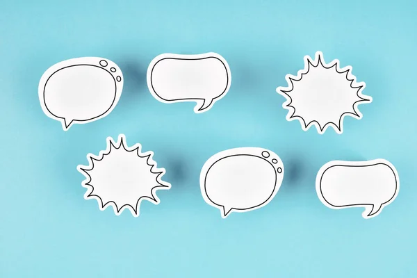 Empty white chat bubbles over yellow background. Great use for online messaging concepts.