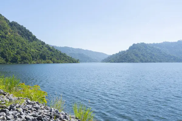 Mountain and water source from dam. Khun Dan Prakan Chon Dam, Nakornnayok, Thailand.