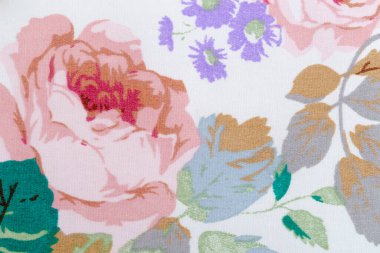 Arkaplan veya doku için çiçek desenli renkli pamuk kumaş