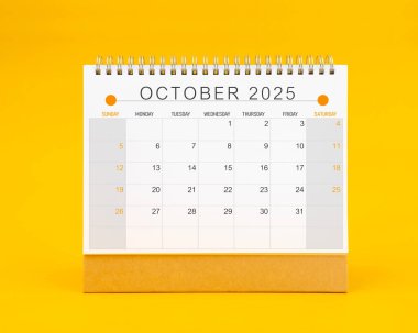 Ekim 2025 sarı arkaplan takvimi, Ön görünüm.