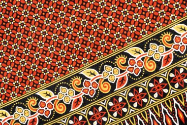 Geleneksel Tayland tarzı el yapımı batik kumaş dokusunun yakın çekim deseni