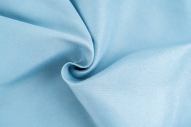 Açık mavi kumaş arka plan saten ipek duvar kağıdı dokusu pamuk bez kumaş desen.