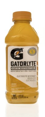 Winneconne, WI - 5 January 2023: A Gatorade bottle of Gatorlyte rapid rehydration drink Gatorade on an isolated background.