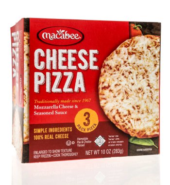 Winneconne, WI - 5 January 2023: A package of Macabee cheese pizza on an isolated background.