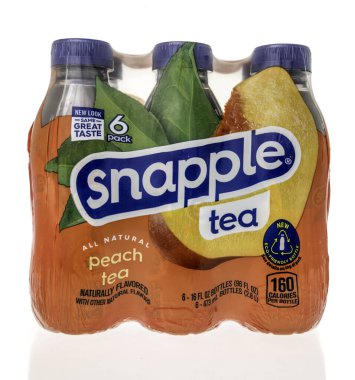 Winneconne, WI - 8 January 2023: A package of Snapple tea peach tea on an isolated background.
