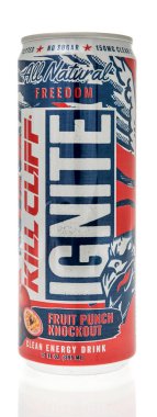 Winneconne, WI - 8 January 2023: A can of Kill Clfff ignite energy drink on an isolated background.