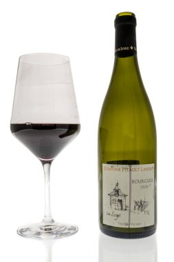 Winneconne, WI - 8 January 2023: A bottle of Domain pitault landry bourgueil vielles vignes wine on an isolated background.
