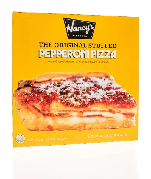 stock image Winneconne, WI - 16 April 2023: A package of Nancys the original stuffed pepperoni pizza on an isolated background.