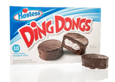 Winneconne, WI - 15 July 2023: A package of Hostess Ding Dongs food on an isolated background. clipart