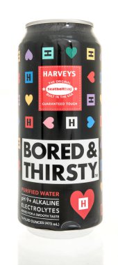 Winneconne, WI - 26 April 2024: A can of Harveys bored and thirsty water on an isolated background. clipart