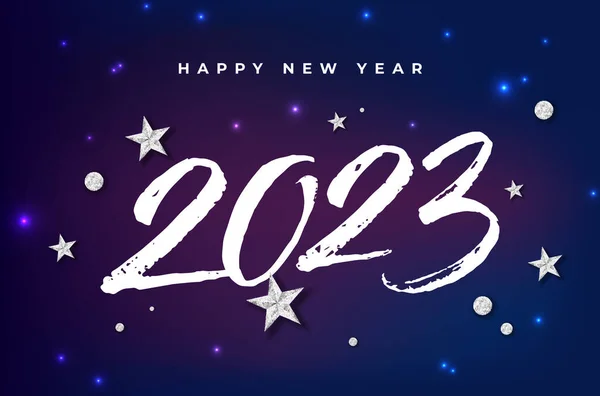 Greeting Card New Year 2023 Happy New Year Graphics Shiny — Stock Vector