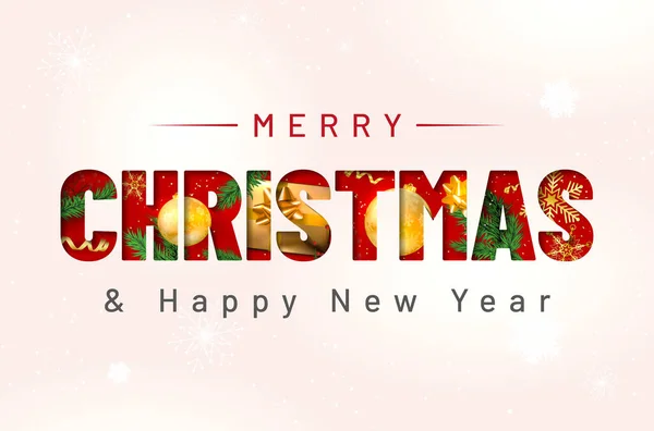 Feliz Navidad Feliz Año Nuevo Con Elementos Navideños Dorados Ramas — Vector de stock
