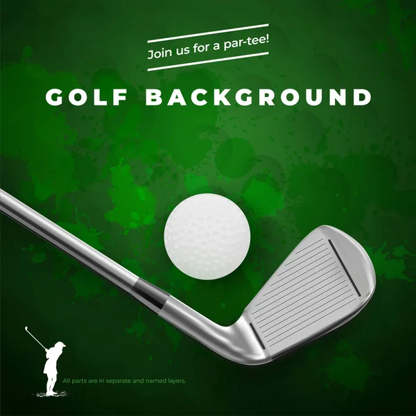 Grungy Fond Golf Avec Club Balle Silhouette Joueur Pour Votre — Image vectorielle