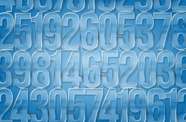 Group of randomly assembled glass figures on blue background - vector illustration