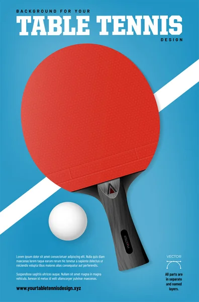 Hintergrund Für Ihr Tischtennis Design Mit Schläger Ball Und Platz — Stockvektor