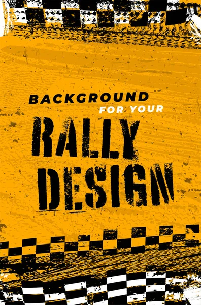 Grungy Hintergrund Mit Abstrakten Reifenbahnen Und Schachfahnen Für Ihr Rallye — Stockvektor
