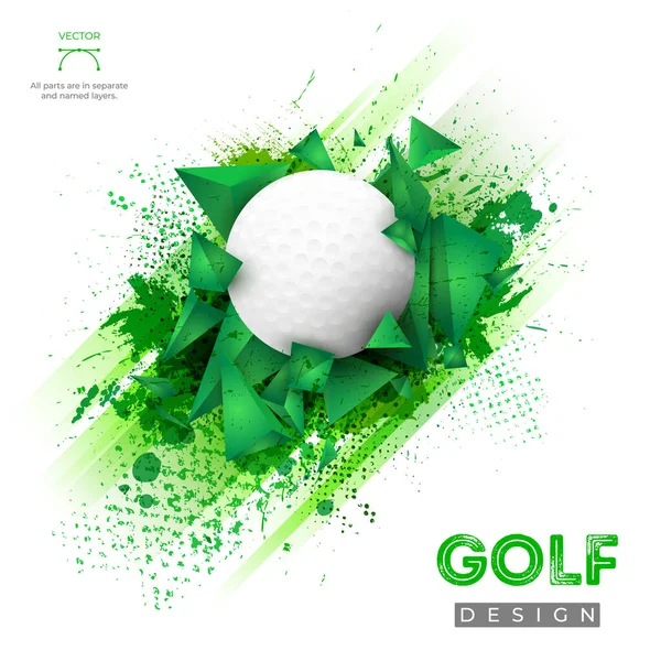 Fond Abstrait Avec Rayures Texture Grunge Formes Pyramidales Balle Golf — Image vectorielle