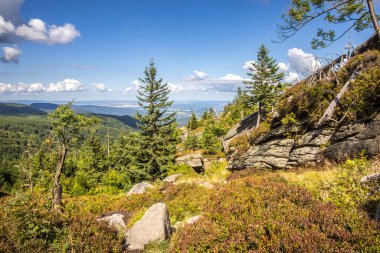 Mavi gökyüzü altındaki güzel yaz dağları - Jizera Dağları, Çek Cumhuriyeti, Avrupa