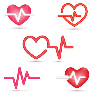 Parlak plastik biçiminde beş kalp atışı simgesi - vektör çizimi