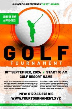 Toplu golf turnuvası poster şablonu ve örnek metin ayrı katman - vektör illüstrasyonu