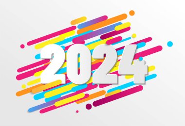 Renkli Mutlu Yıllar 2024 Kart - vektör illüstrasyonu