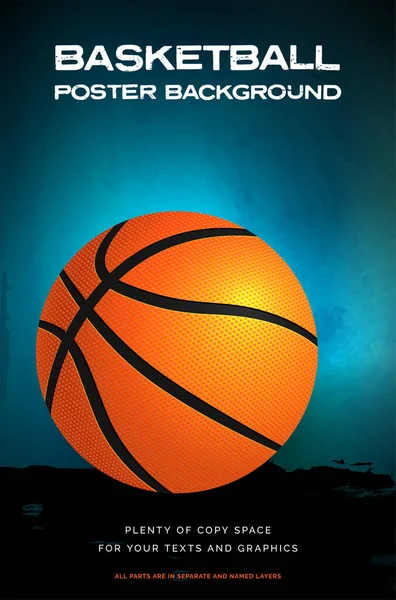 Basketball Sport Ball Flyer Or Poster Background Stock