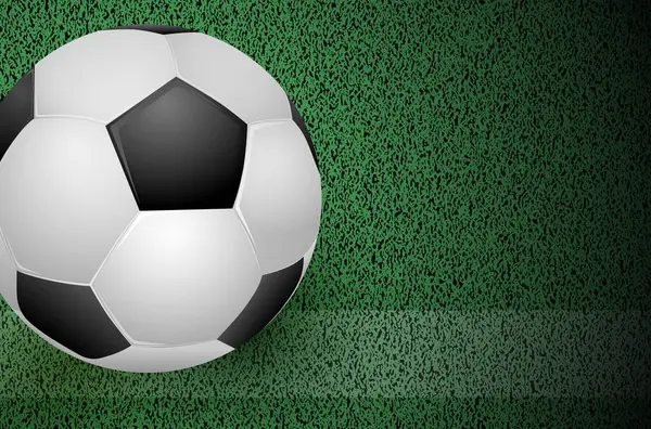 Soccer or football background with ball, grass and copy space - vector illustration