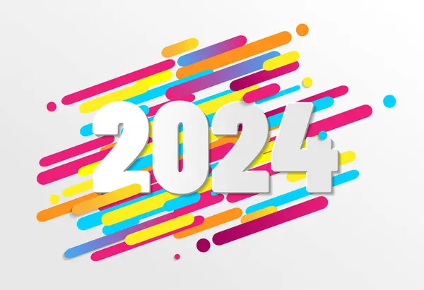 Felicitare Colorată Pentru Anul Nou 2024 Ilustrație Vectorială — Vector de stoc
