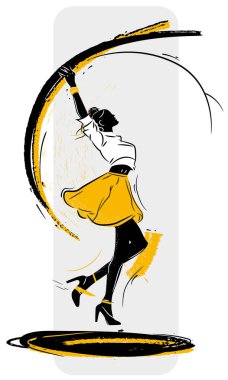 Etek ve bluz giymiş kadın dansçı tasviri - vektör çizimi