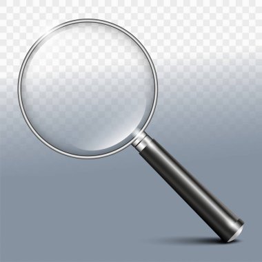 Herhangi bir arka plan için siyah çelik saplı büyüteç - vektör illüstrasyonu