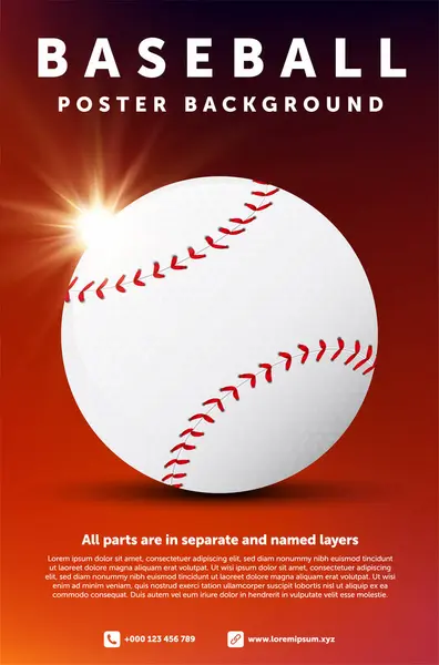 Шаблон Бейсбольного Плаката Шариком Блестящей Вспышкой Образцом Текста Отдельном Слое — стоковый вектор