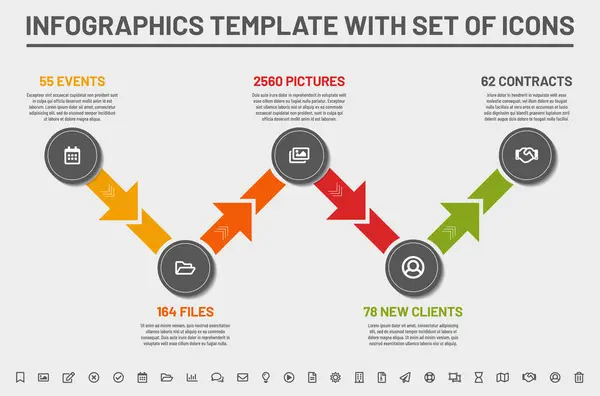Modern Step Infographics Template Design Five Options Steps Set Icons — Stock Vector